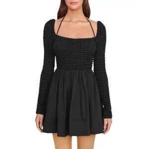 STAUD Cassidy black ruched long sleeves Dress size L